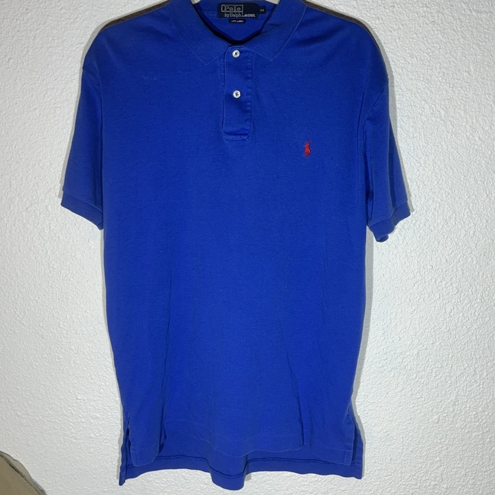 Polo By Ralph Lauren Polo Shirt Blue With Red Pony Medium 100% Cotton